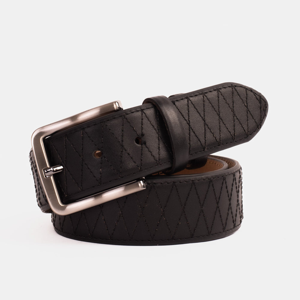 The Adler Black Leather Belt For Sale