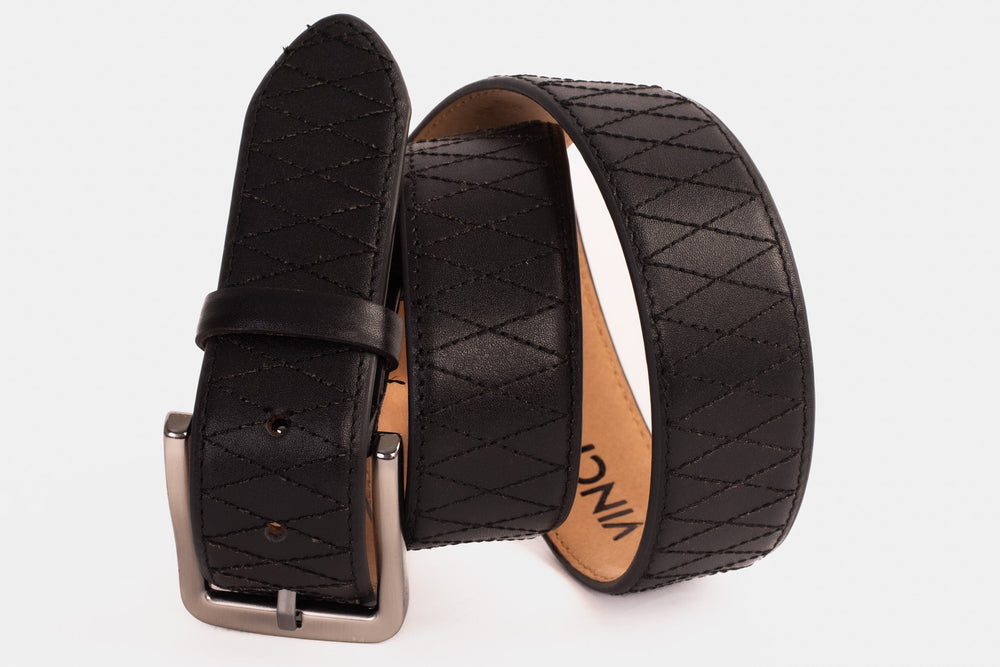 The Adler Black Leather Belt For Sale