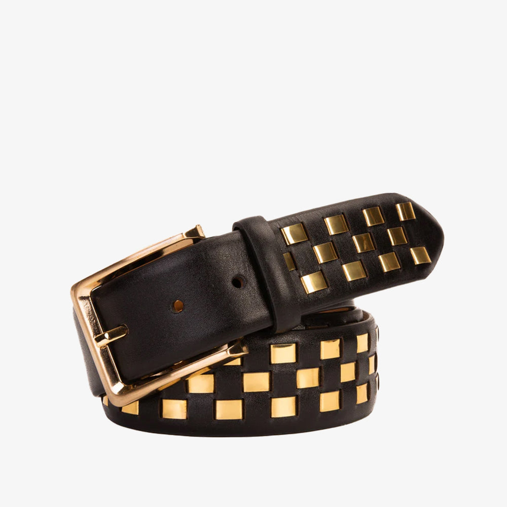 The Mackenzie Black Gold Woven Leather Belt Exclusive Style