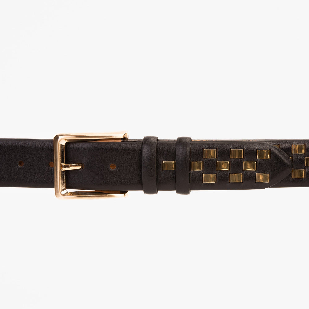 The Mackenzie Black Gold Woven Leather Belt Exclusive Style