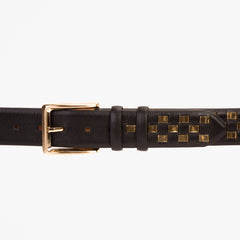 The Mackenzie Black Gold Woven Leather Belt Exclusive Style