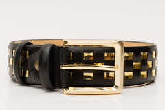 The Mackenzie Black Gold Woven Leather Belt Exclusive Style