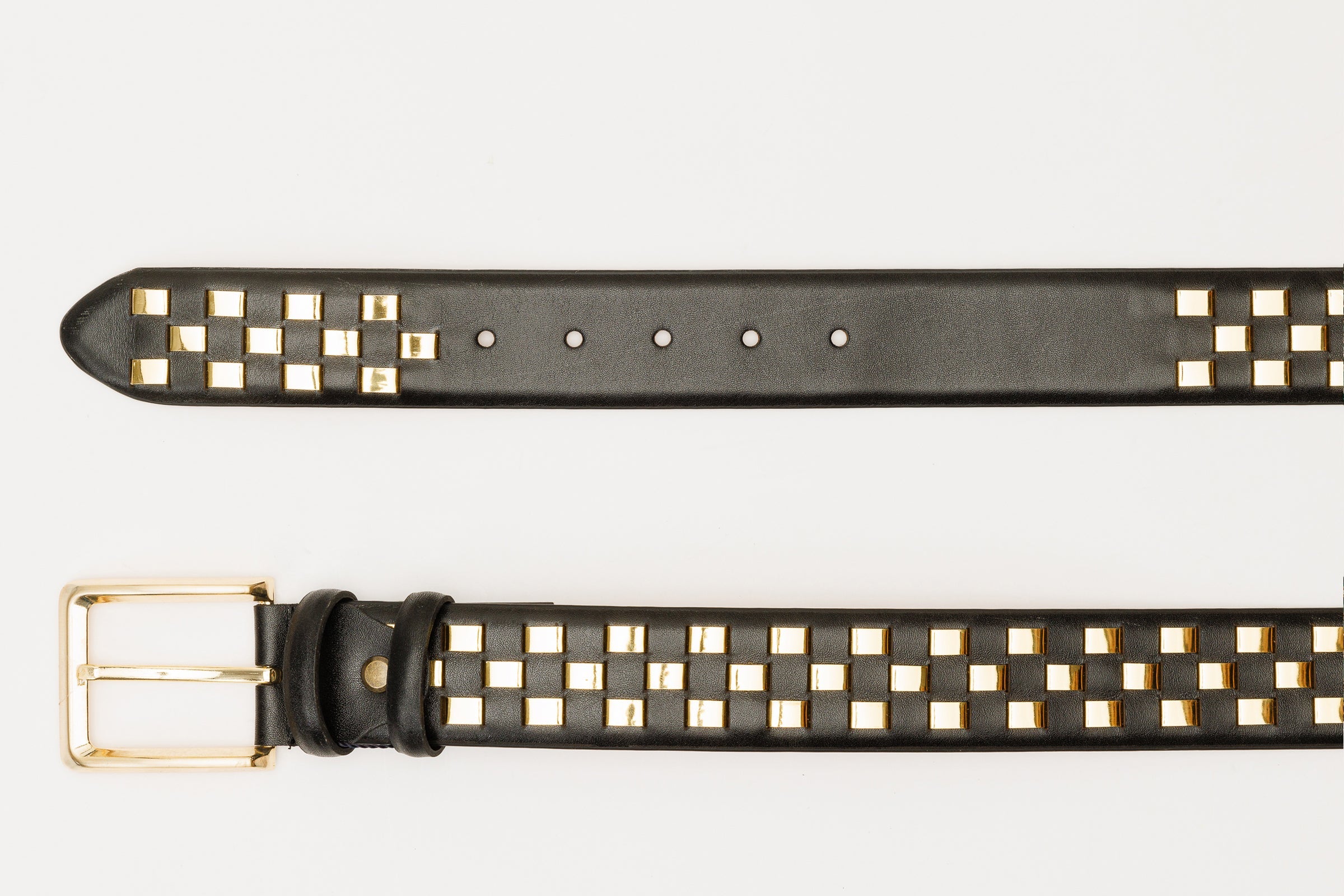 The Mackenzie Black Gold Woven Leather Belt Exclusive Style