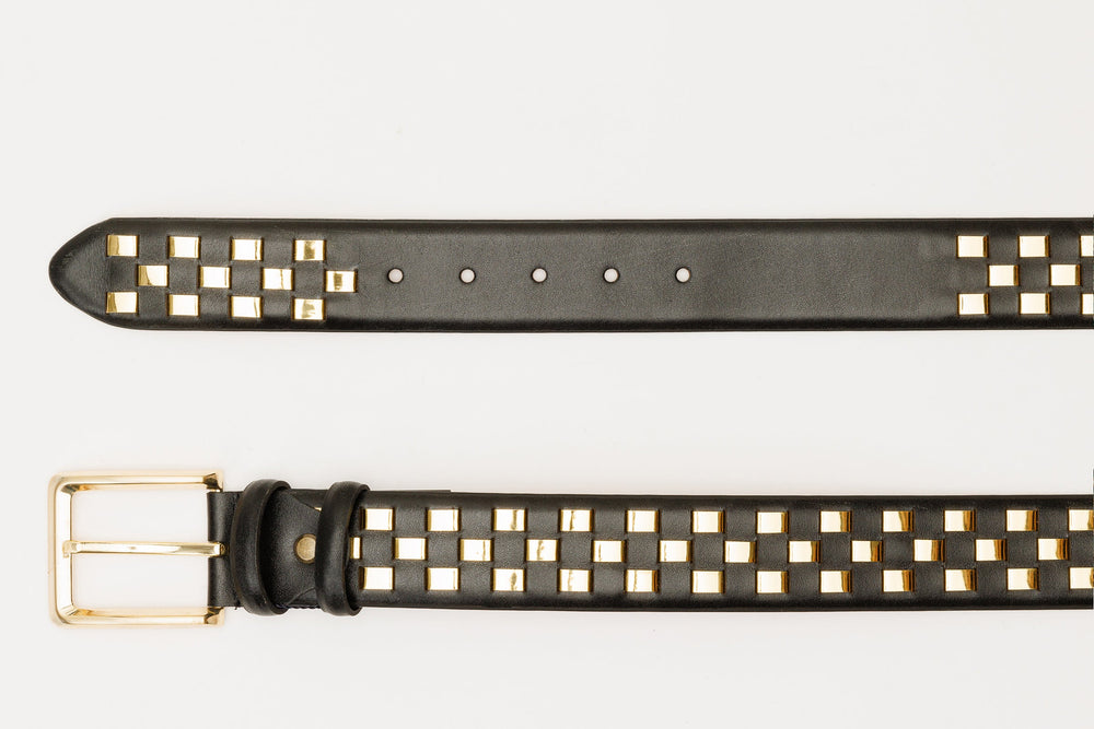 The Mackenzie Black Gold Woven Leather Belt Exclusive Style