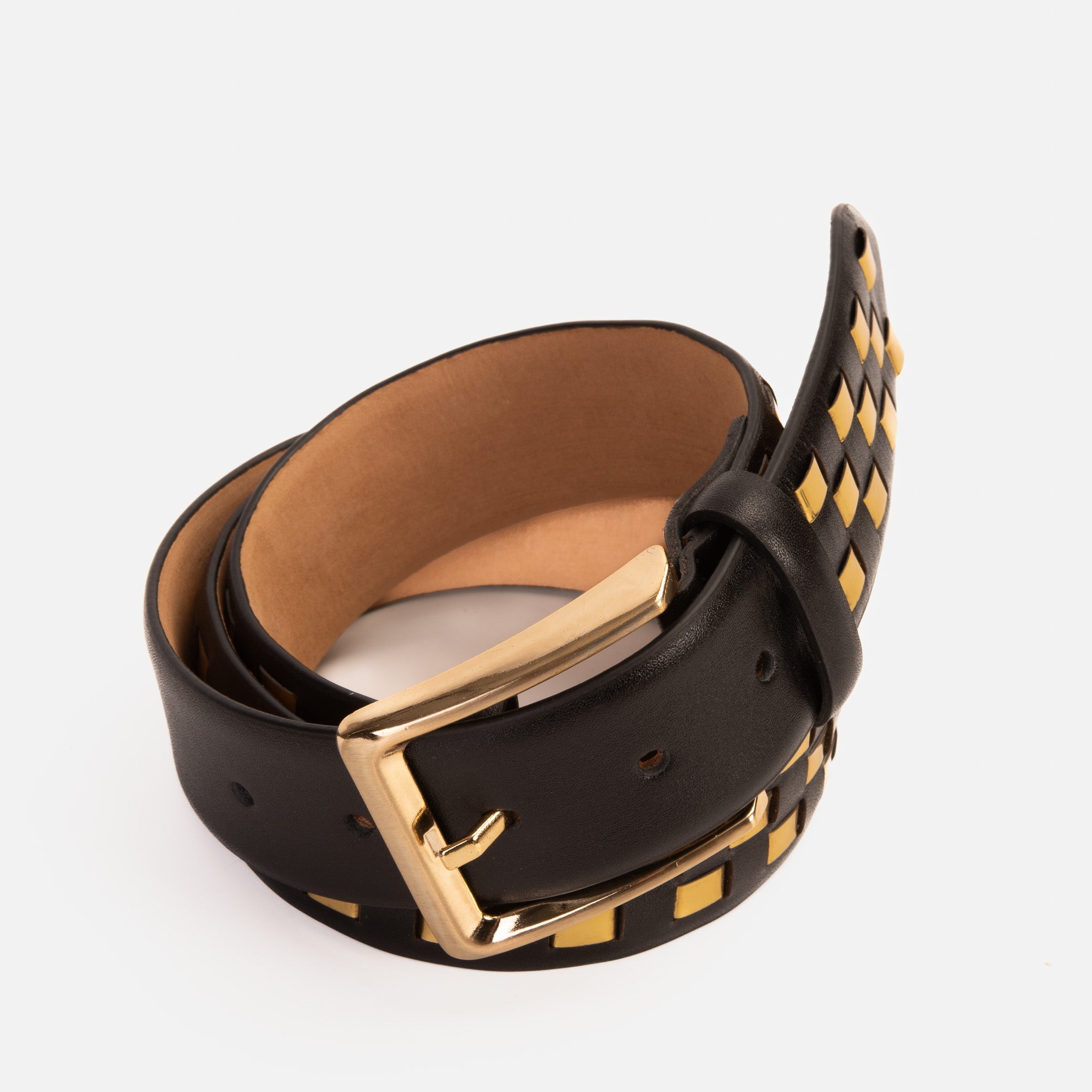 The Mackenzie Black Gold Woven Leather Belt Exclusive Style