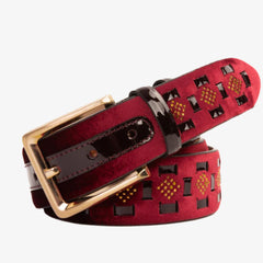The Vicino Burgundy Leather Belt On Sale
