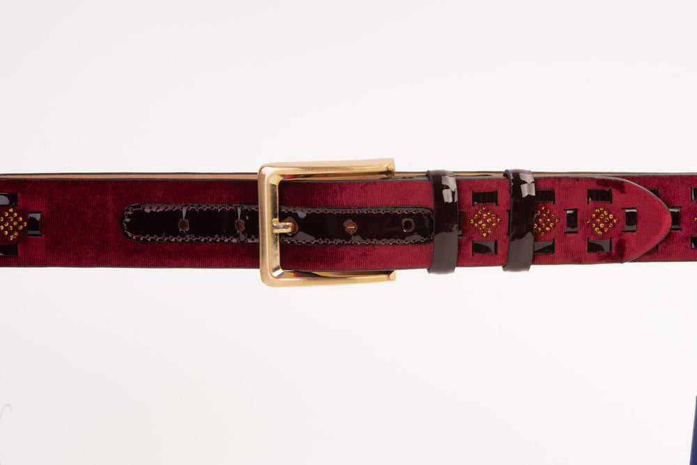 The Vicino Burgundy Leather Belt On Sale