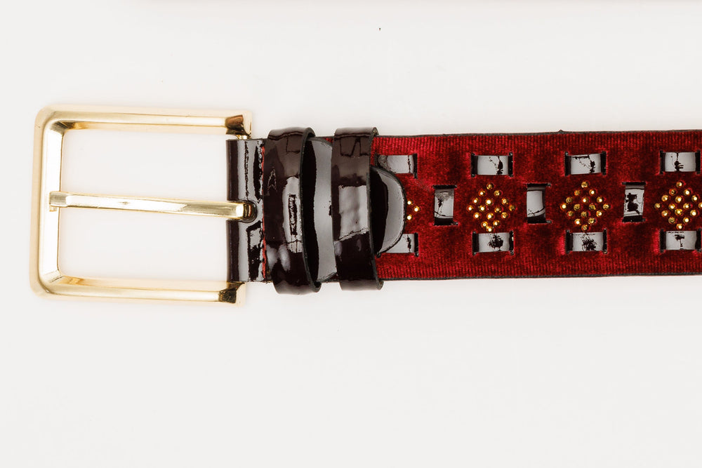 The Vicino Burgundy Leather Belt On Sale