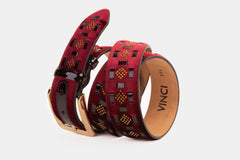 The Vicino Burgundy Leather Belt On Sale