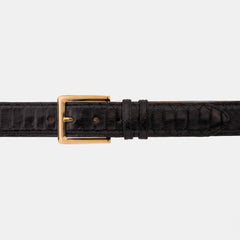 The Bethesda Black pythn Sneak Leather Belt For Sale