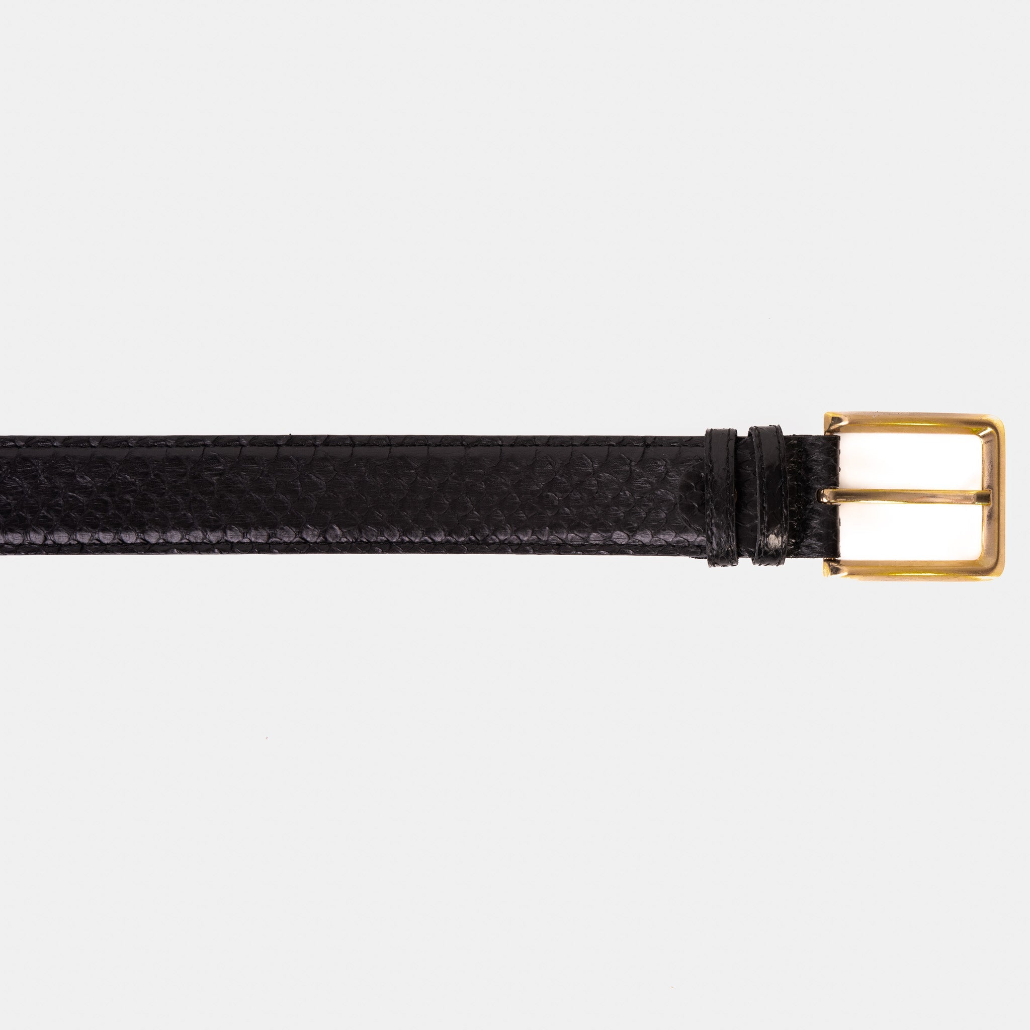 The Bethesda Black pythn Sneak Leather Belt For Sale