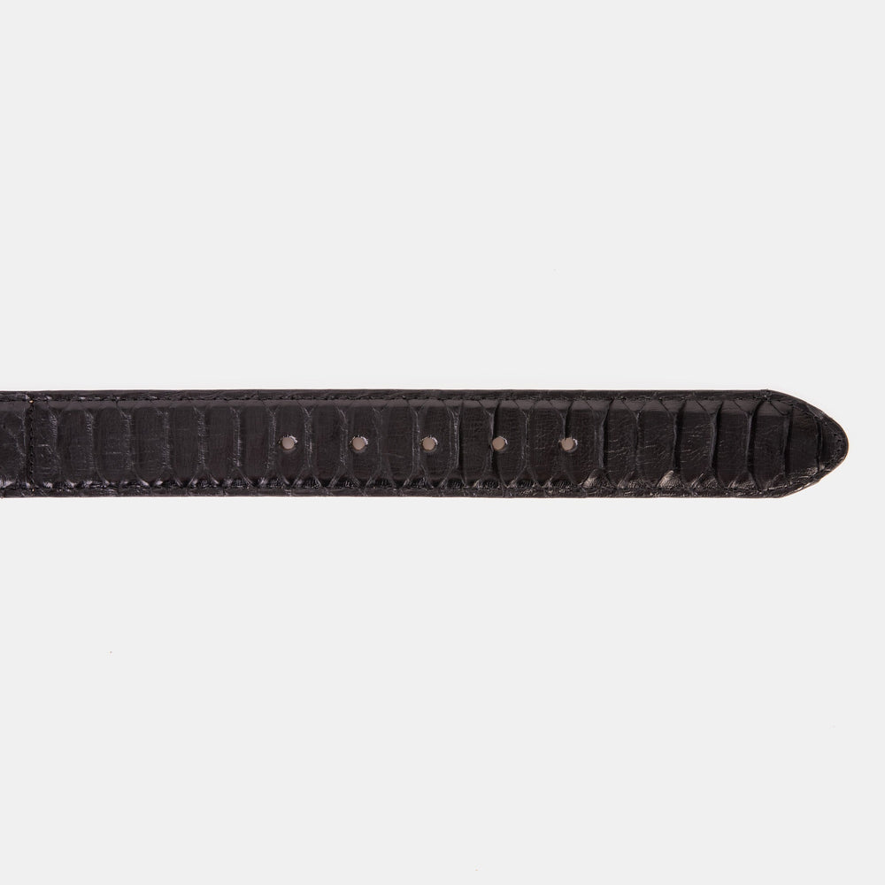 The Bethesda Black pythn Sneak Leather Belt For Sale