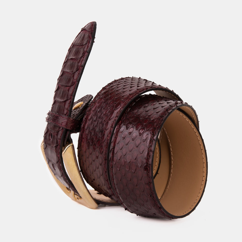 The Bethesda Burgundy pythn Sneak Leather Belt All New