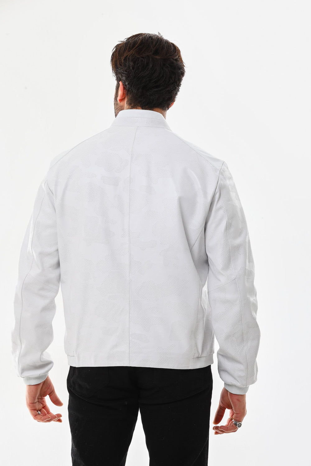 The Como Reversible White Black Leather Bomber Jacket Exclusive Style
