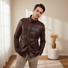 The Montclair Brown Leather Jacket On Sale