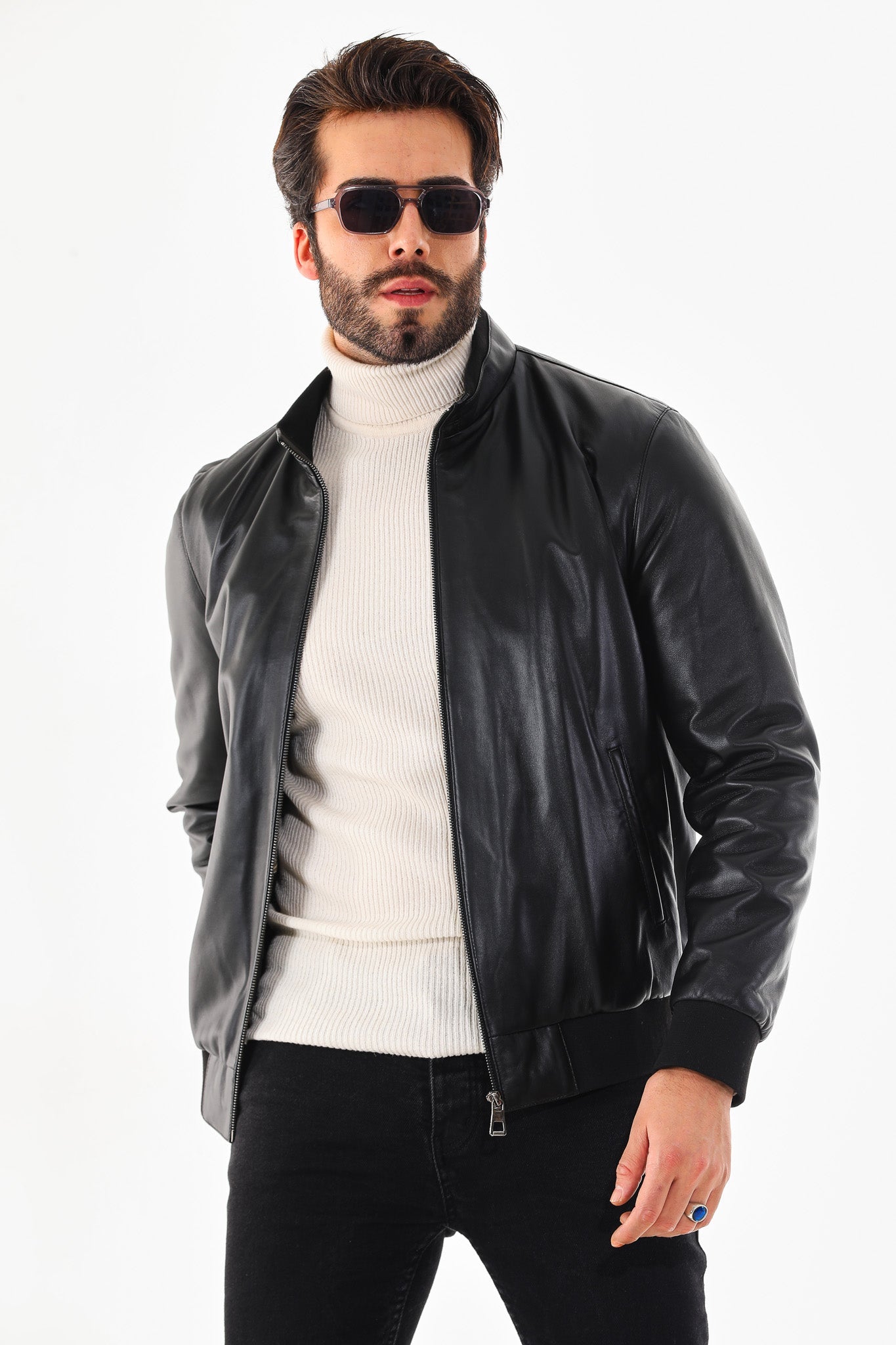 Monza Vintage Black Lambskin Leather Jacket Universal Fit