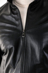 Monza Vintage Black Lambskin Leather Jacket Universal Fit