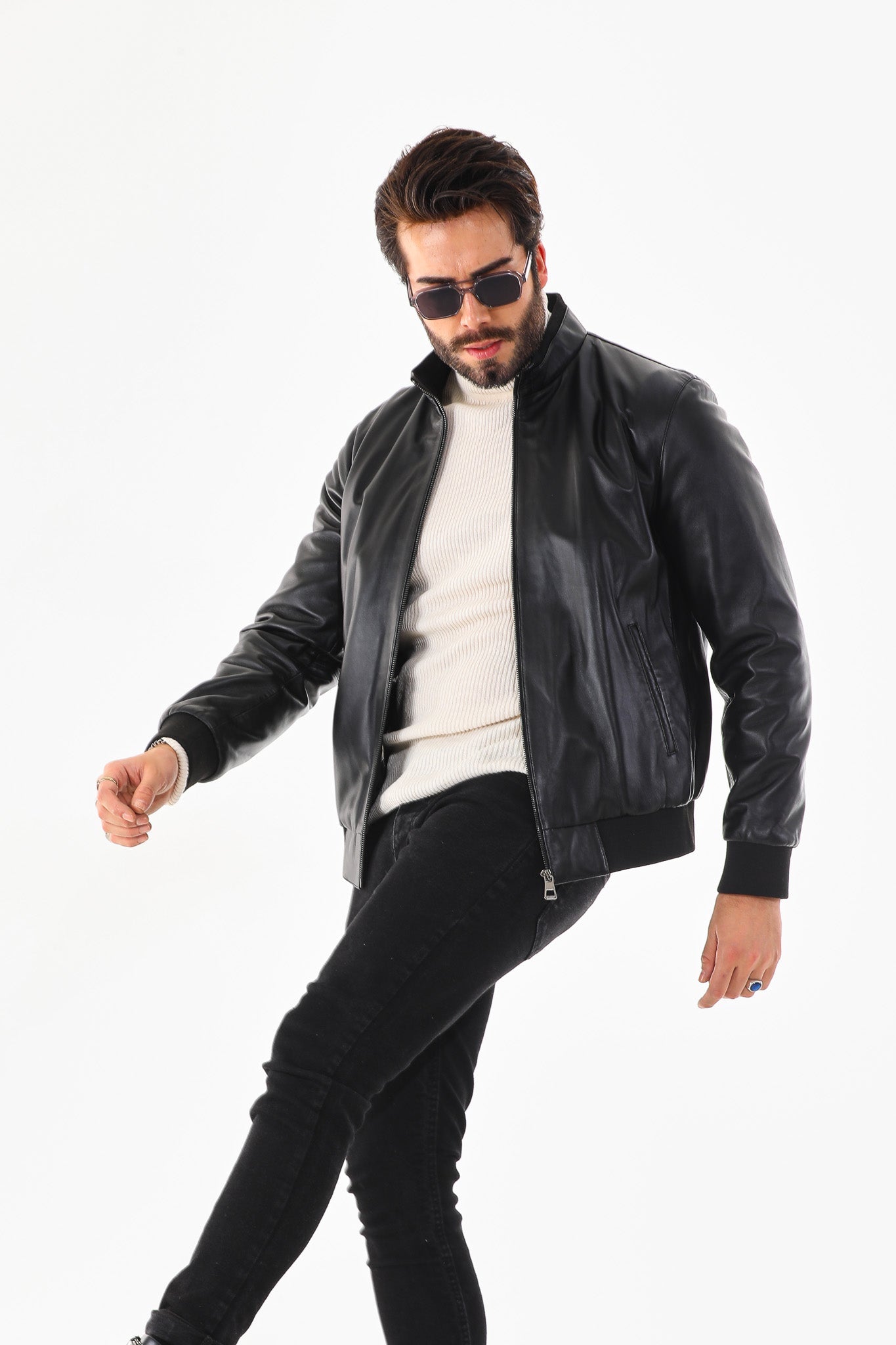 Monza Vintage Black Lambskin Leather Jacket Universal Fit