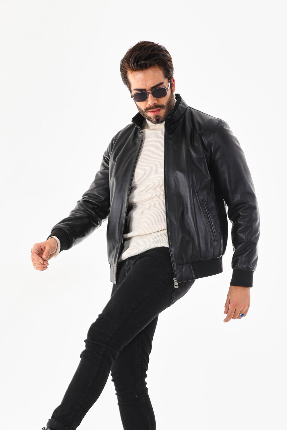 Monza Vintage Black Lambskin Leather Jacket Universal Fit