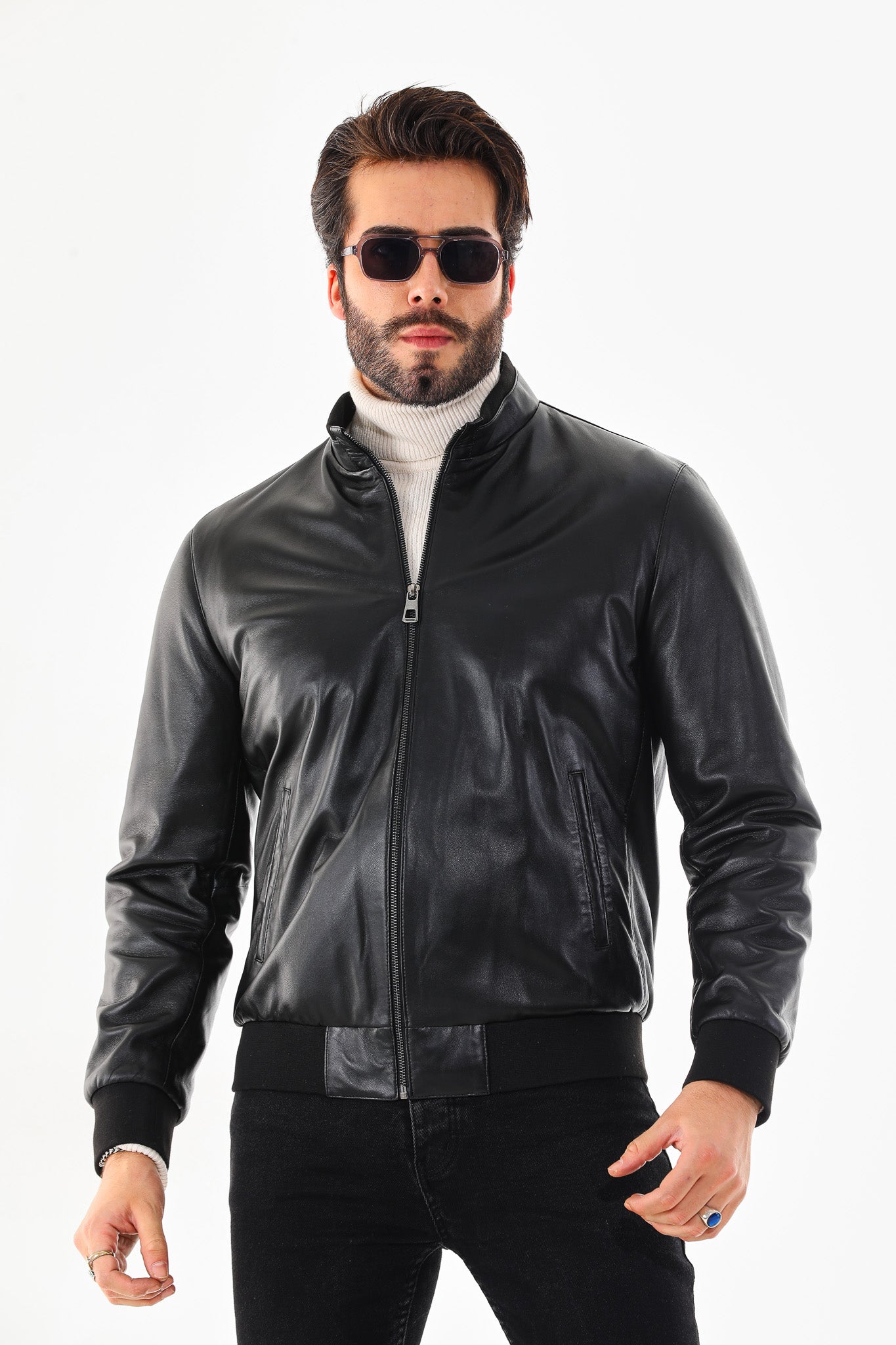 Monza Vintage Black Lambskin Leather Jacket Universal Fit