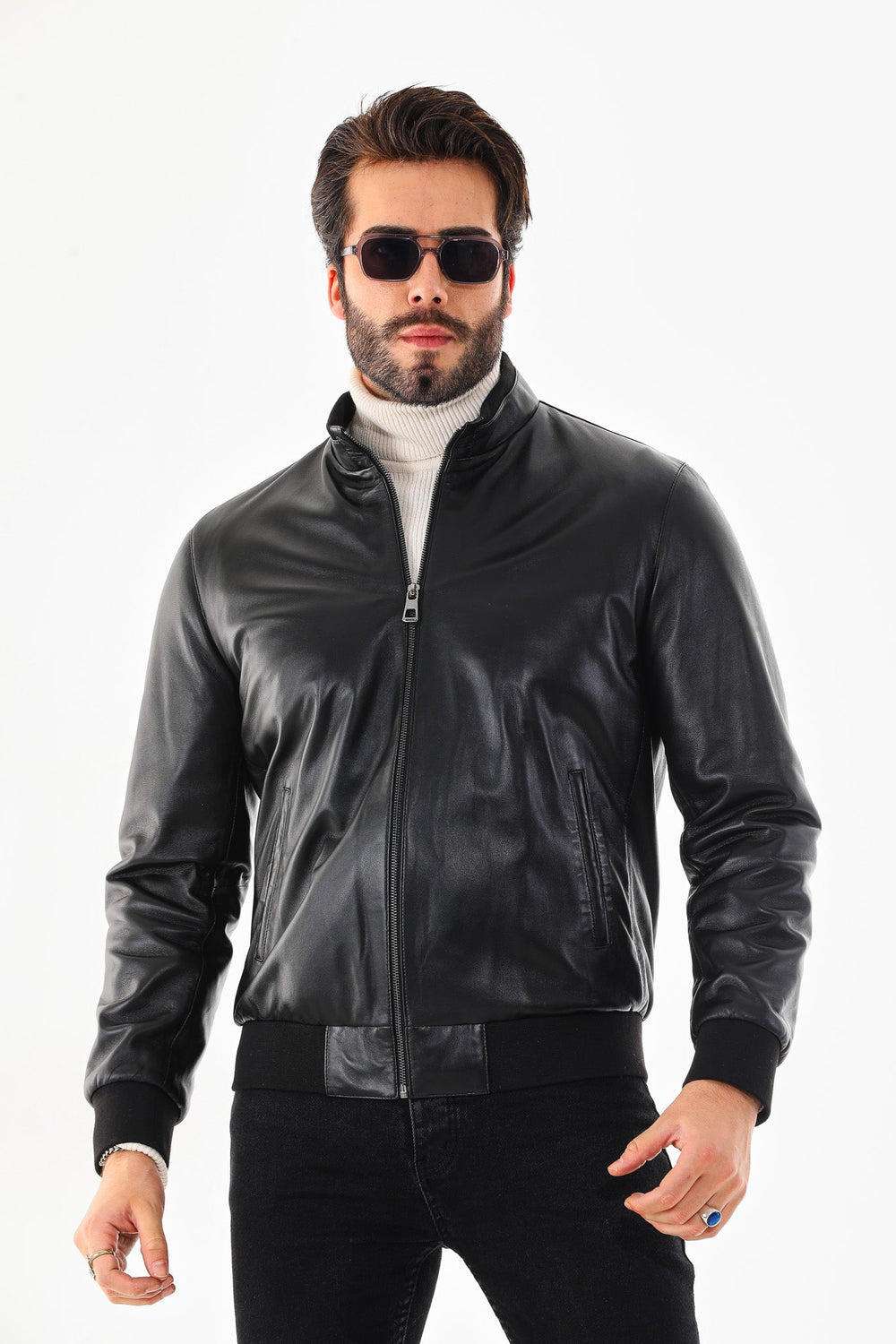 Monza Vintage Black Lambskin Leather Jacket Universal Fit