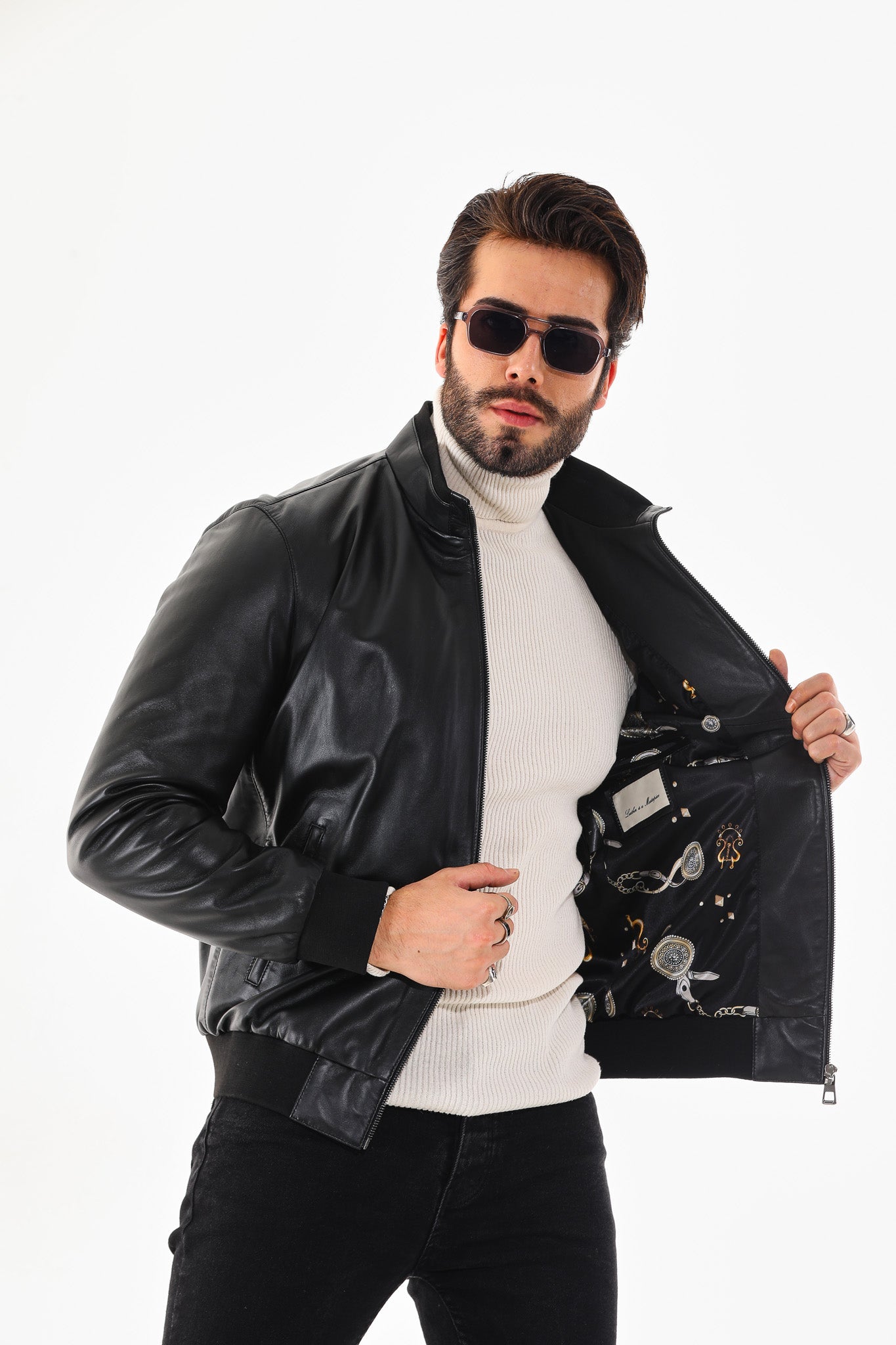 Monza Vintage Black Lambskin Leather Jacket Universal Fit