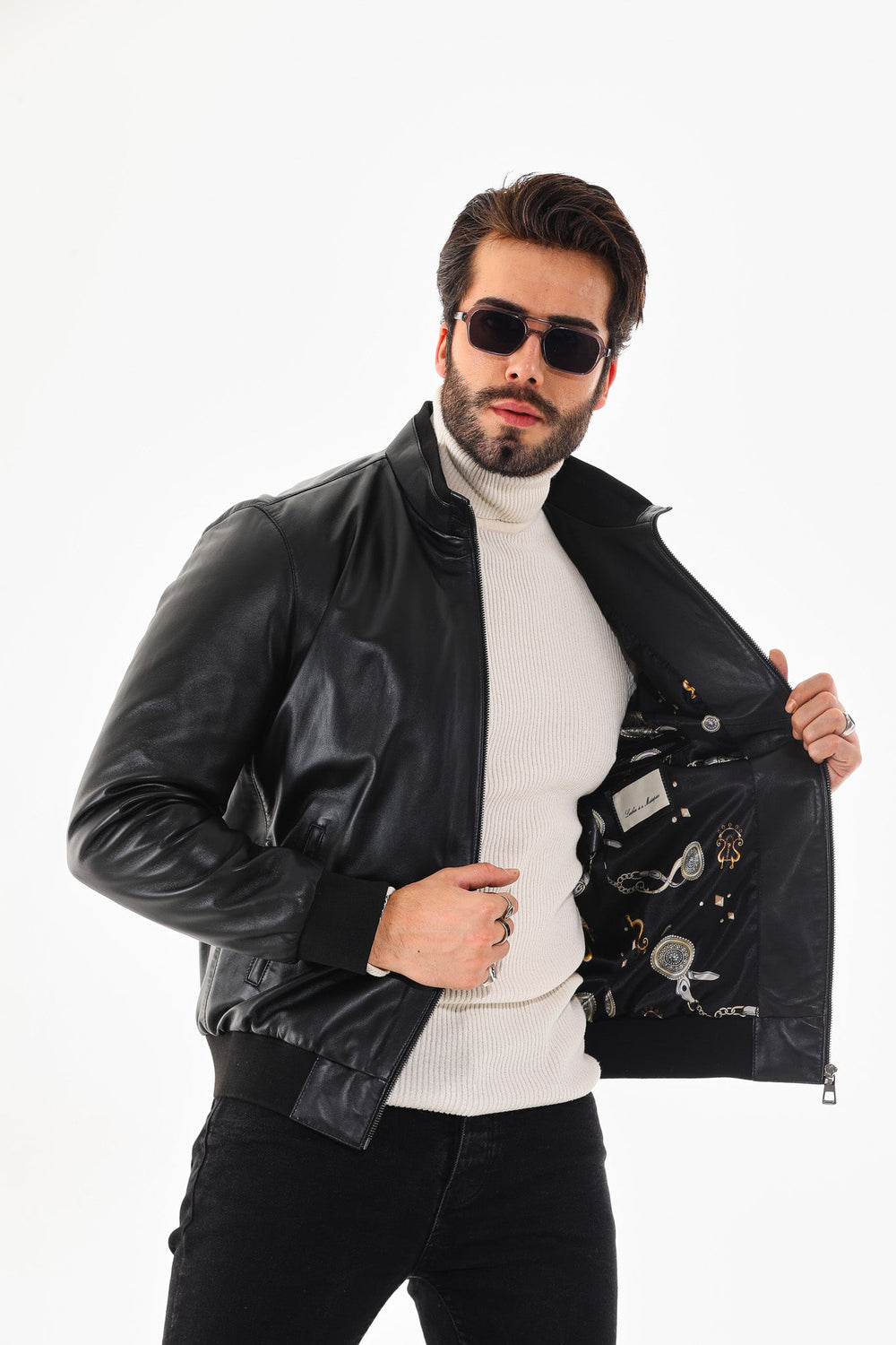 Monza Vintage Black Lambskin Leather Jacket Universal Fit