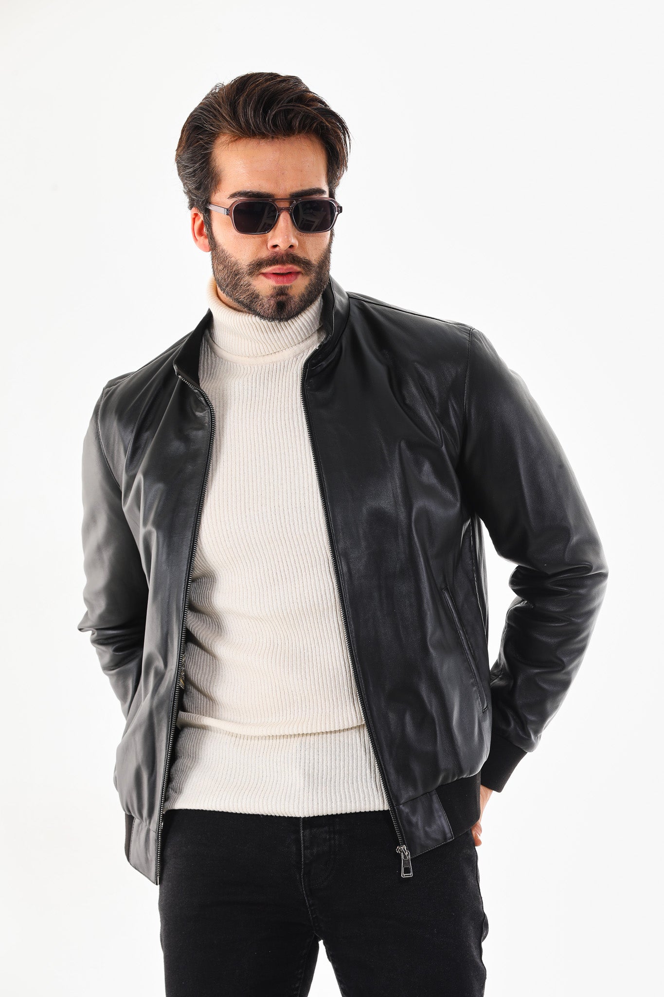 Monza Vintage Black Lambskin Leather Jacket Universal Fit