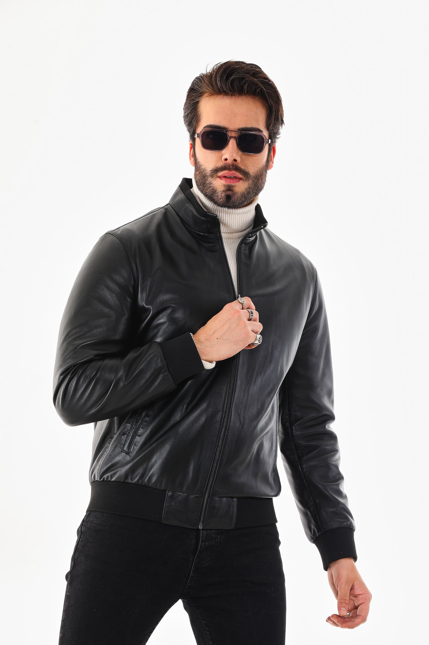 Monza Vintage Black Lambskin Leather Jacket Universal Fit