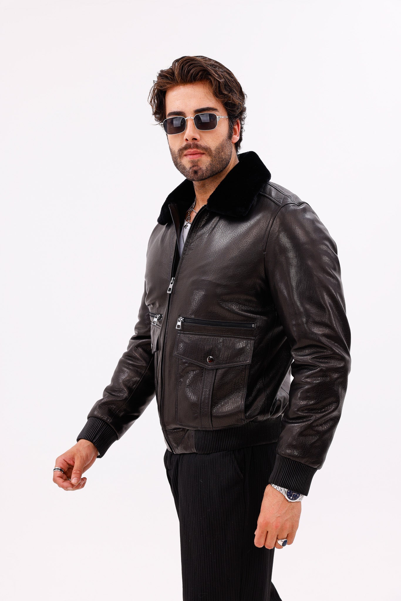 The Ardent Black Lambskin Leather Jacket For Sale
