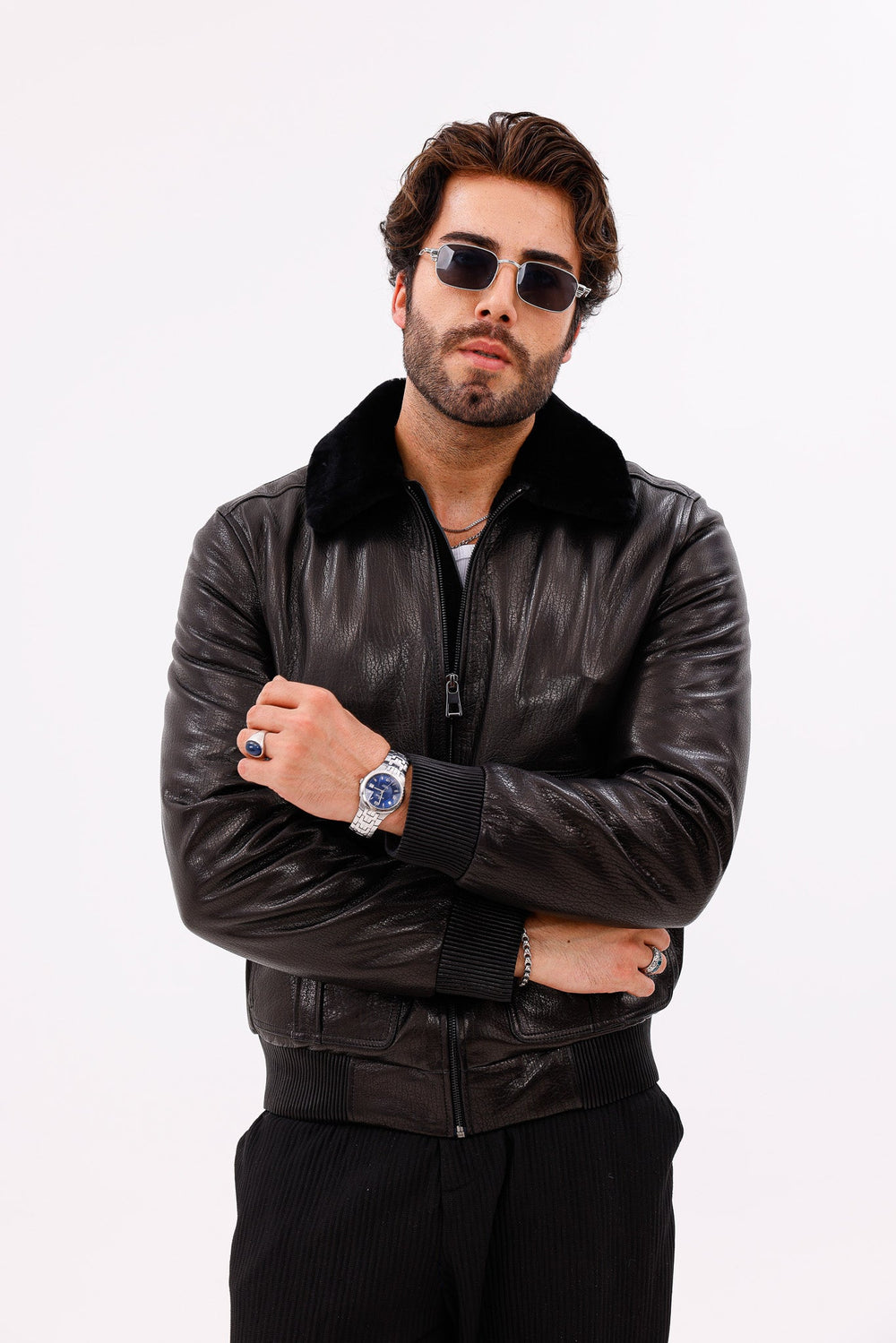 The Ardent Black Lambskin Leather Jacket For Sale