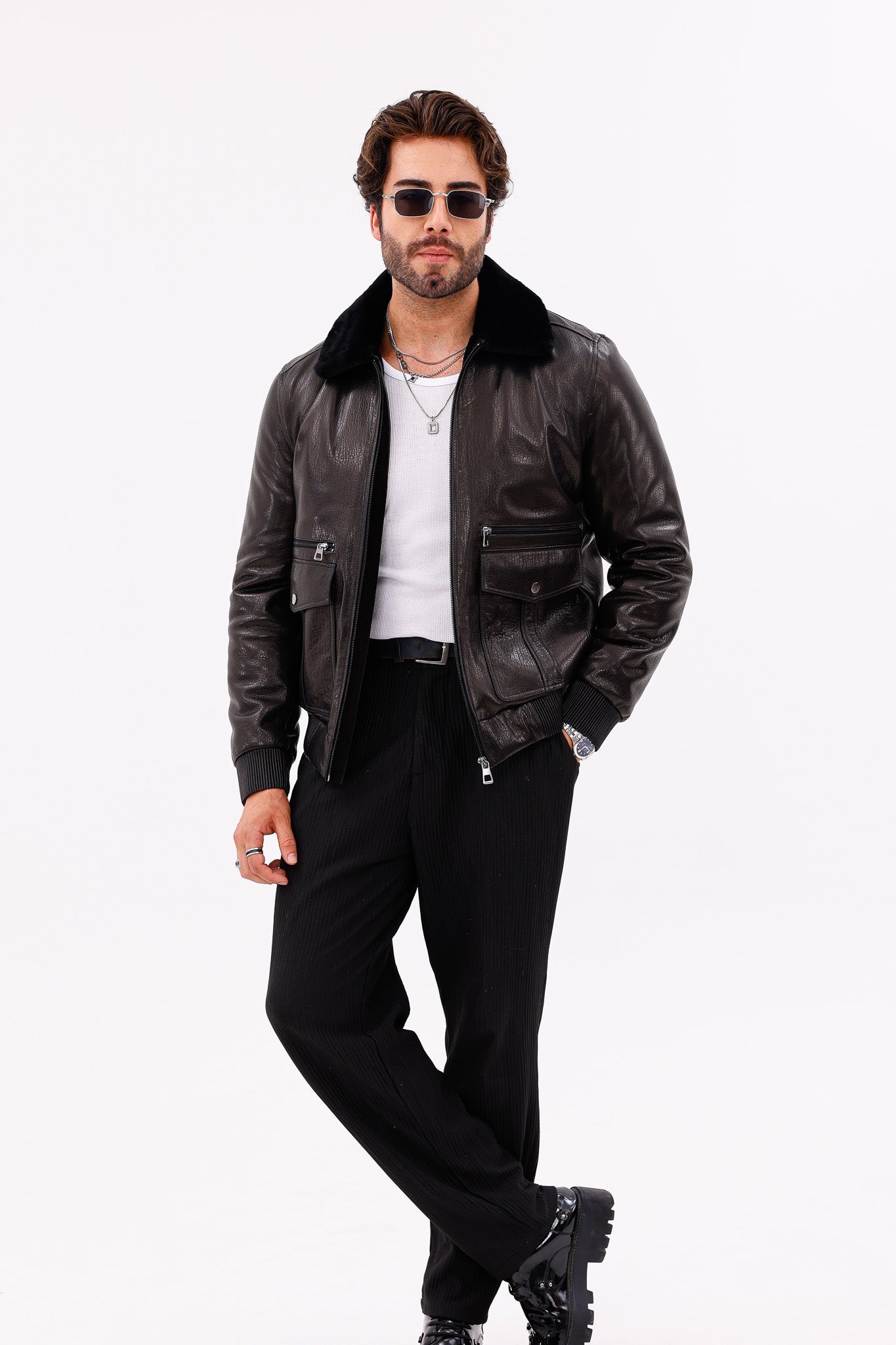 The Ardent Black Lambskin Leather Jacket For Sale