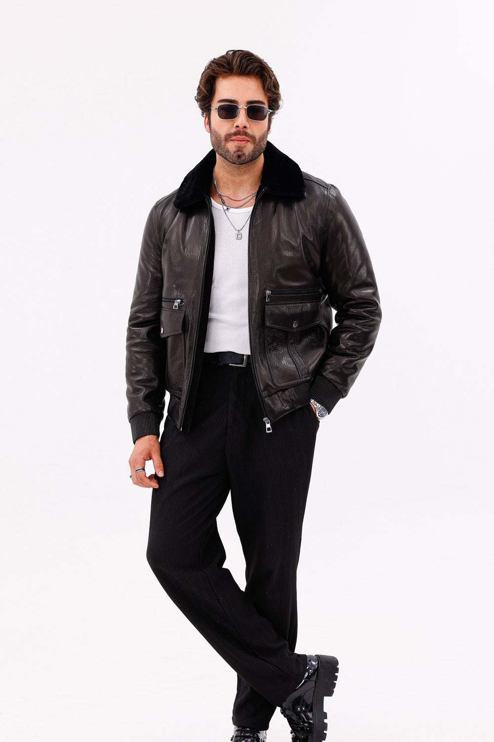 The Ardent Black Lambskin Leather Jacket For Sale