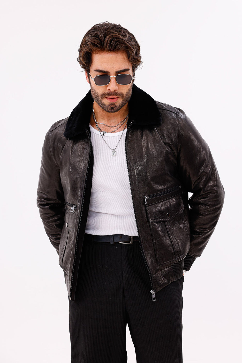 The Ardent Black Lambskin Leather Jacket For Sale
