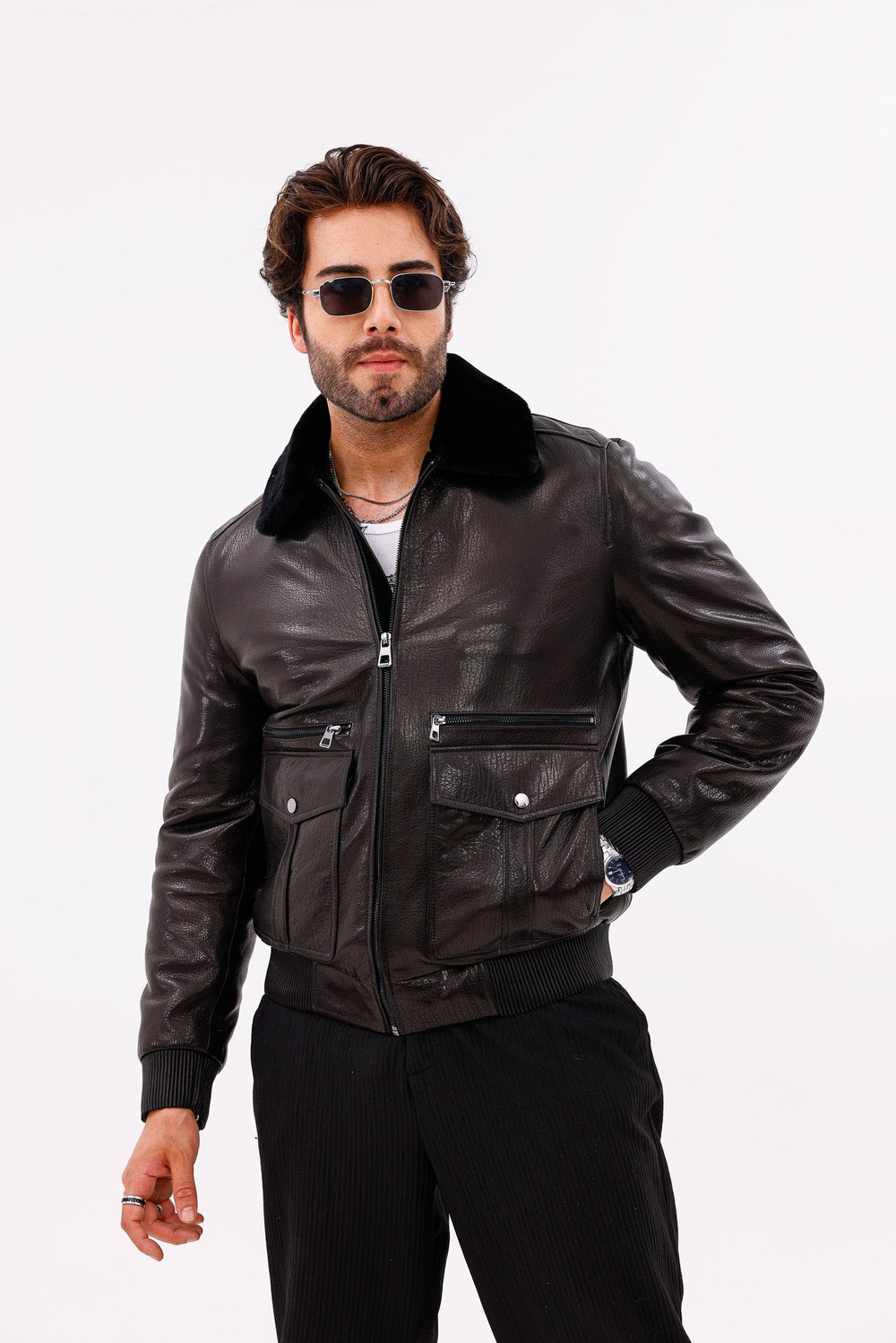 The Ardent Black Lambskin Leather Jacket For Sale