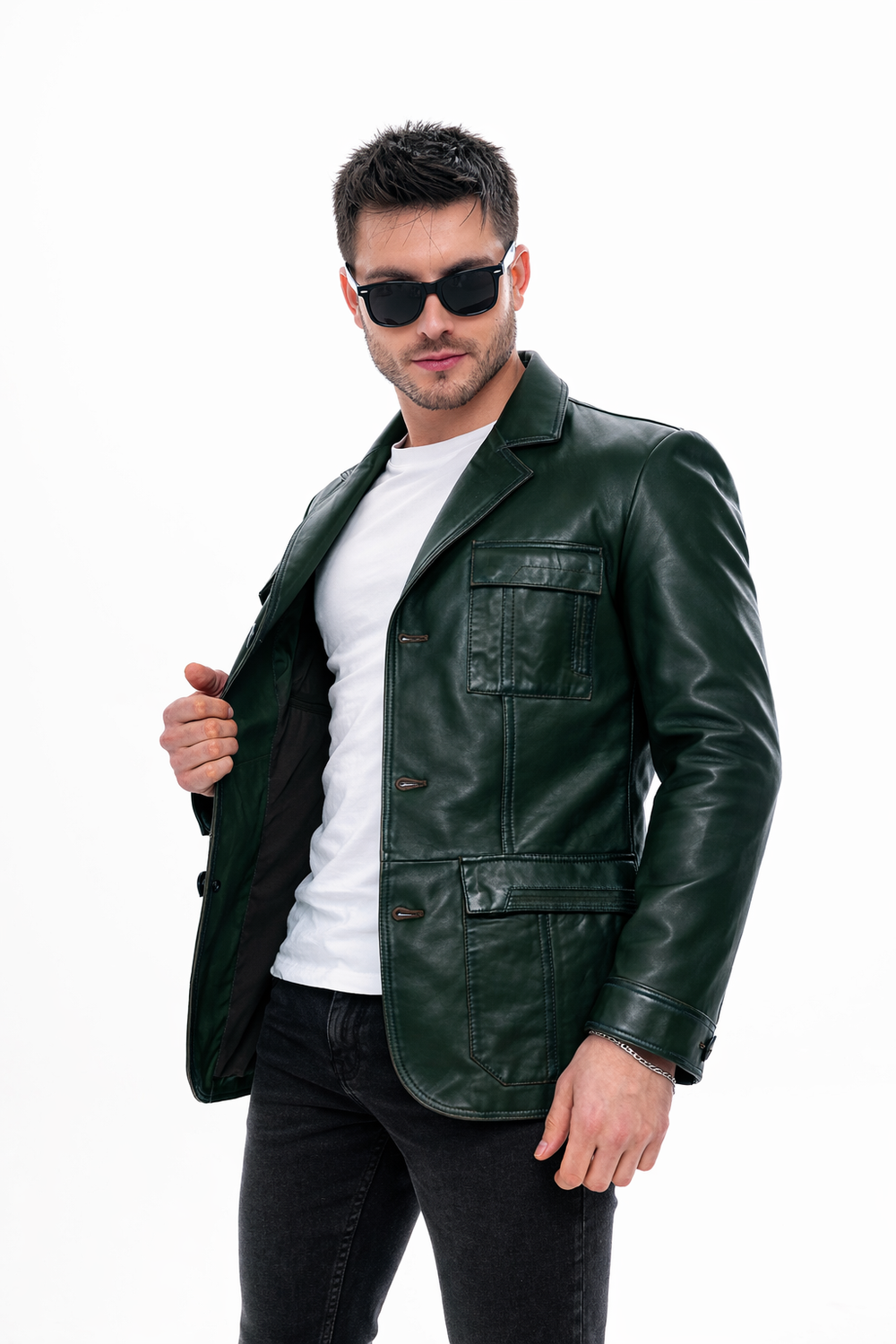 The Ravenna Green  Leather Jacket All New