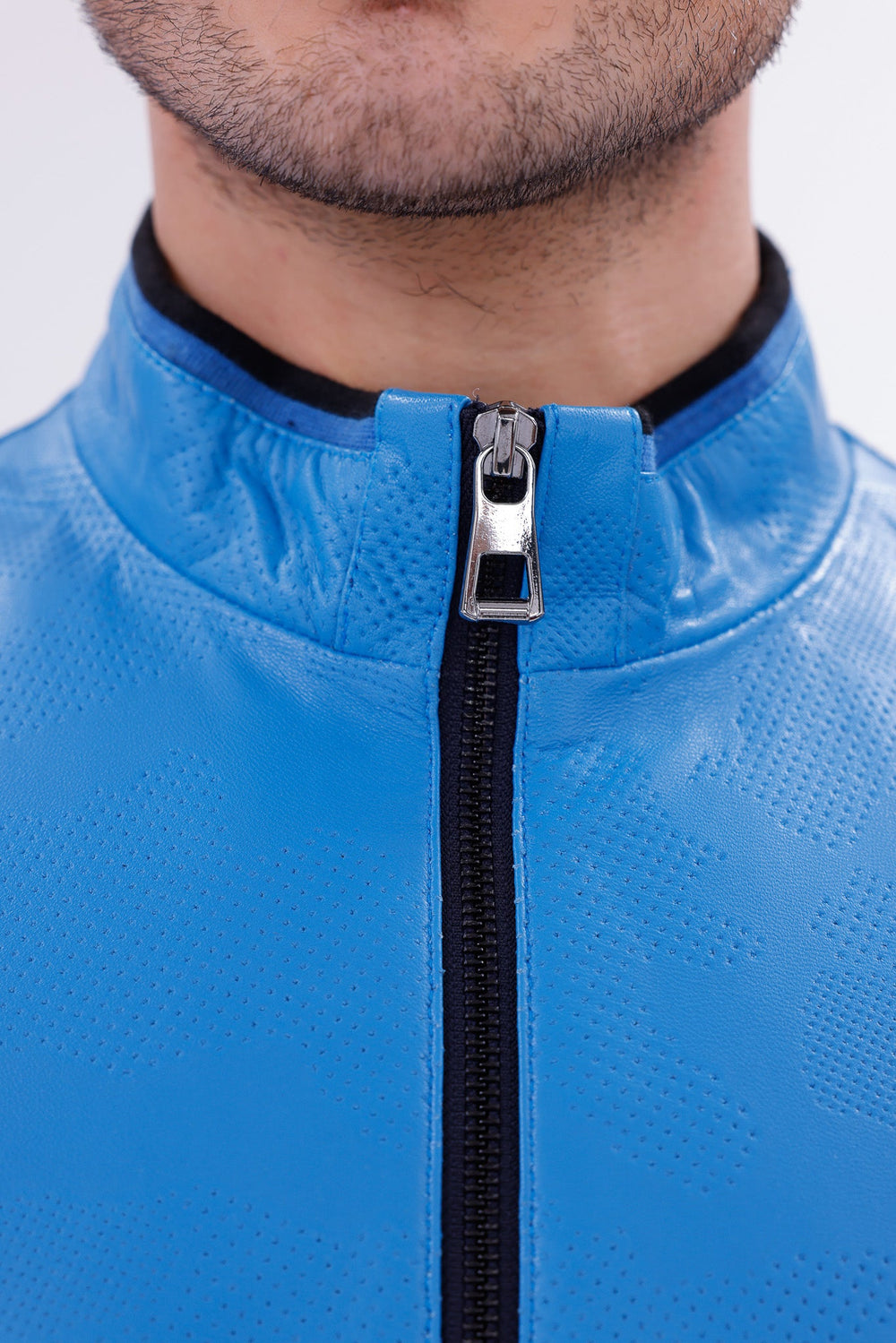 Monza Blue Lambskin Leather Jacket Universal Fit