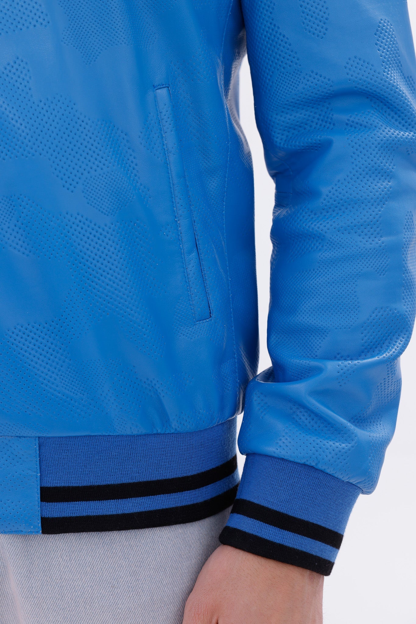 Monza Blue Lambskin Leather Jacket Universal Fit