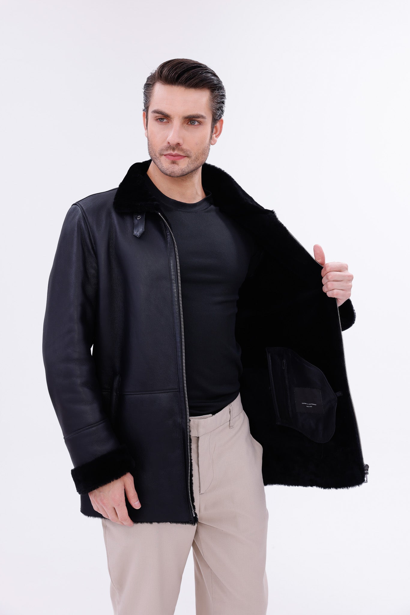 The Treviso Black Shearling Jacket Fine Craftsmanship