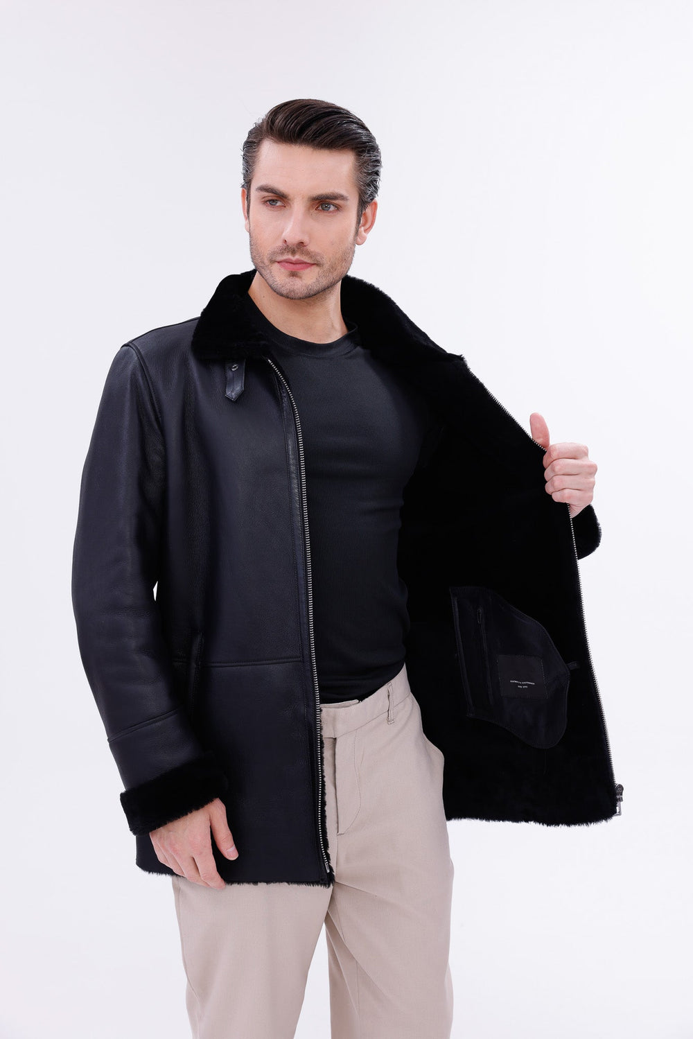 The Treviso Black Shearling Jacket Fine Craftsmanship