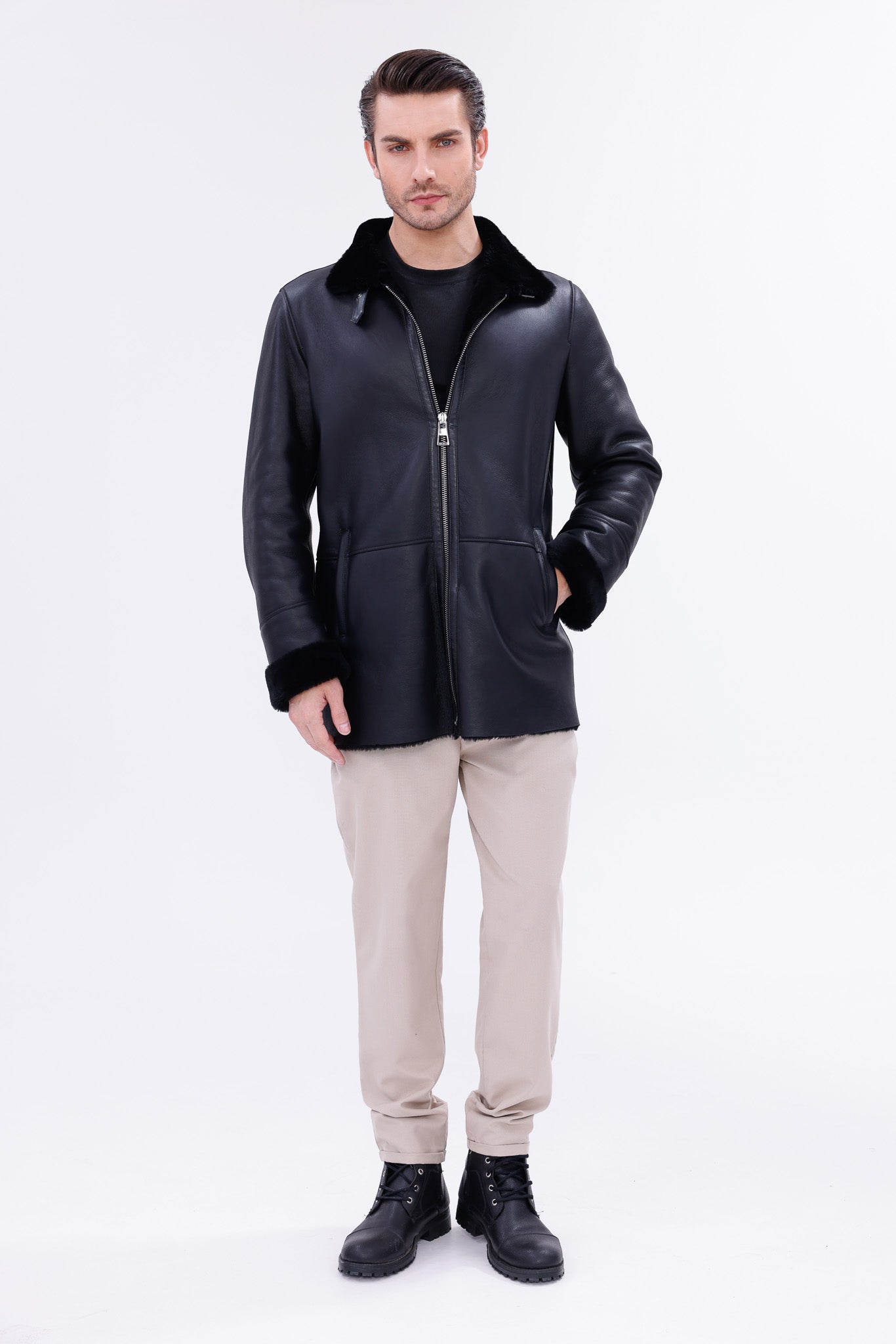 The Treviso Black Shearling Jacket Fine Craftsmanship