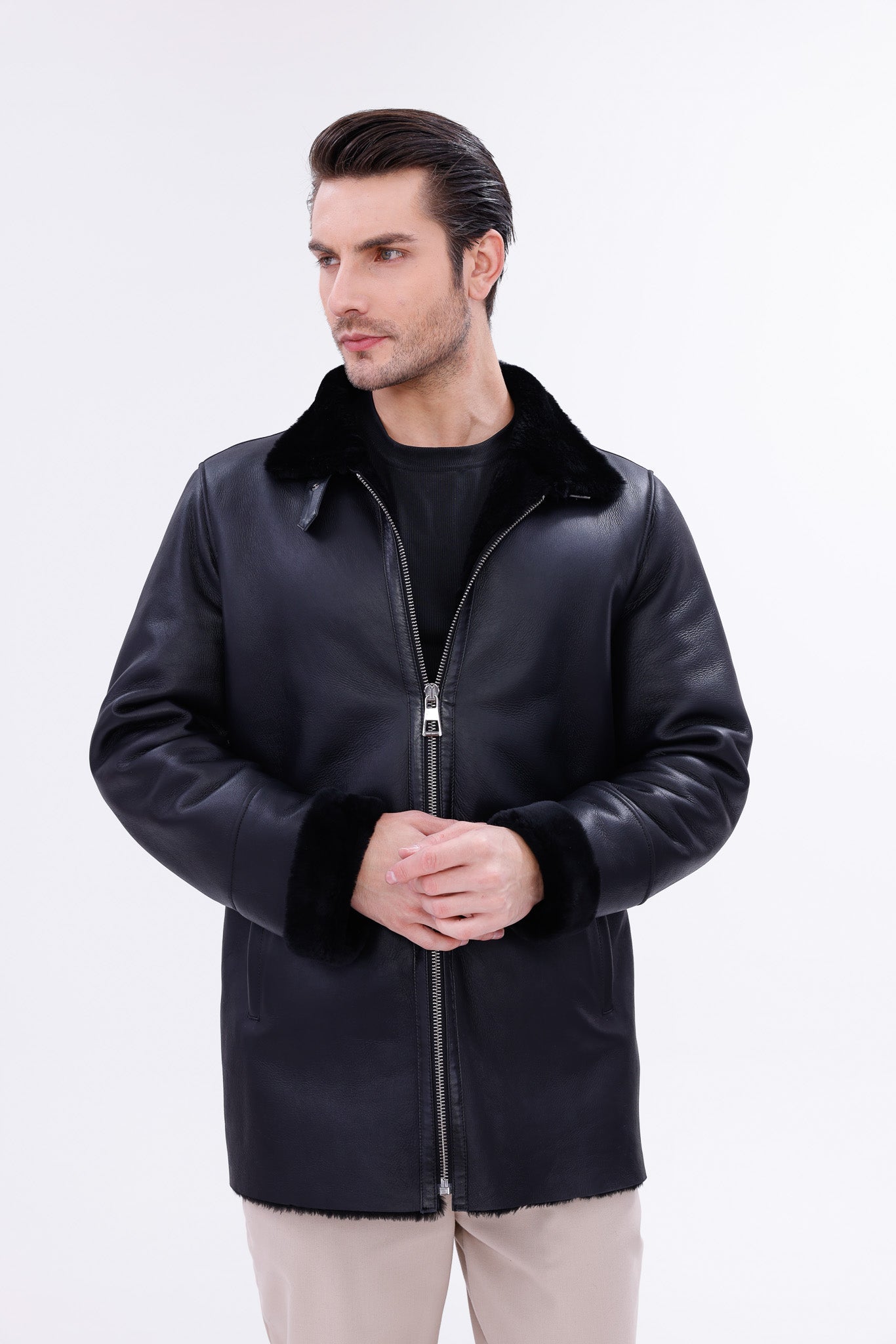 The Treviso Black Shearling Jacket Fine Craftsmanship