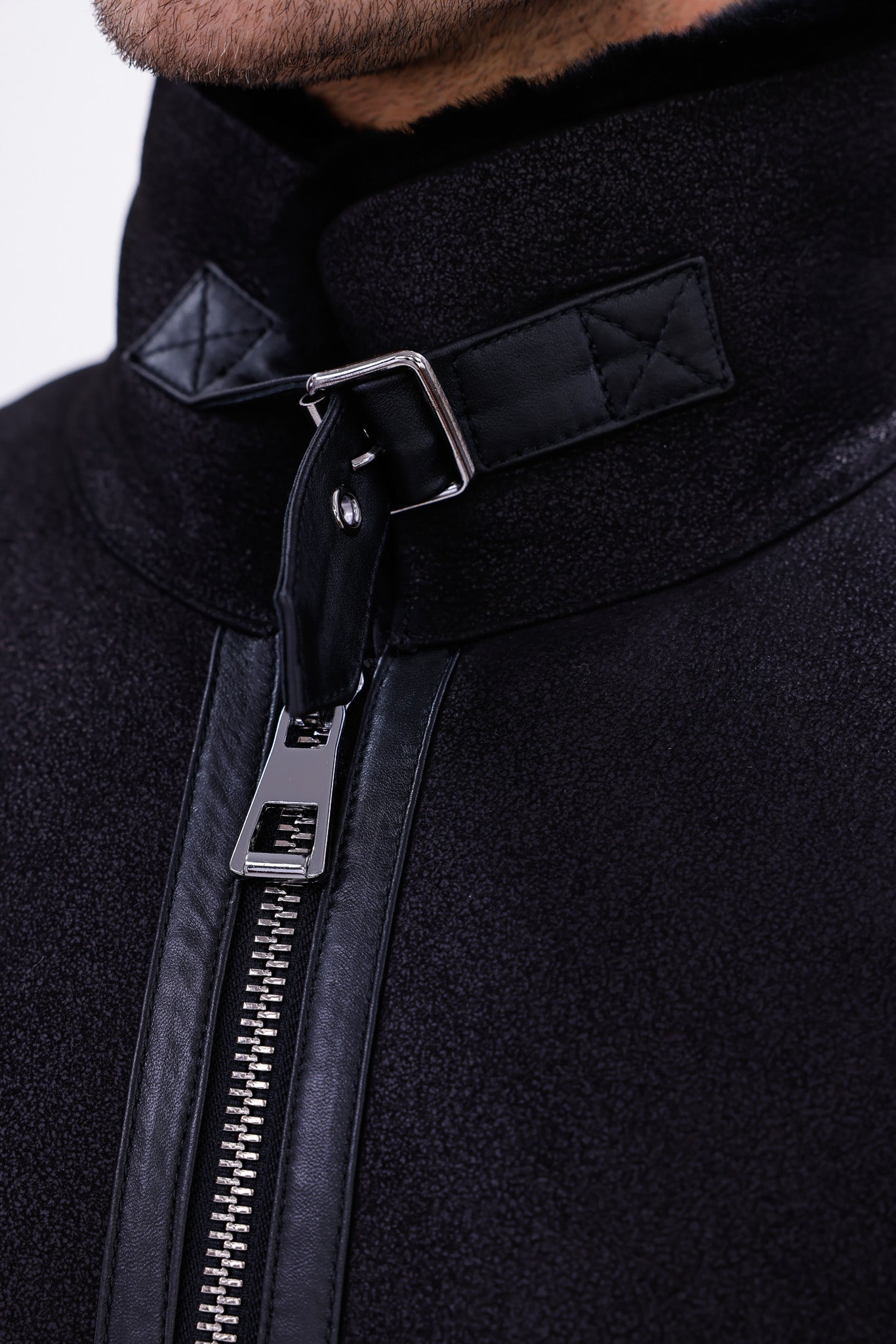 The Varese Black Shearling Jacket Exclusive Style