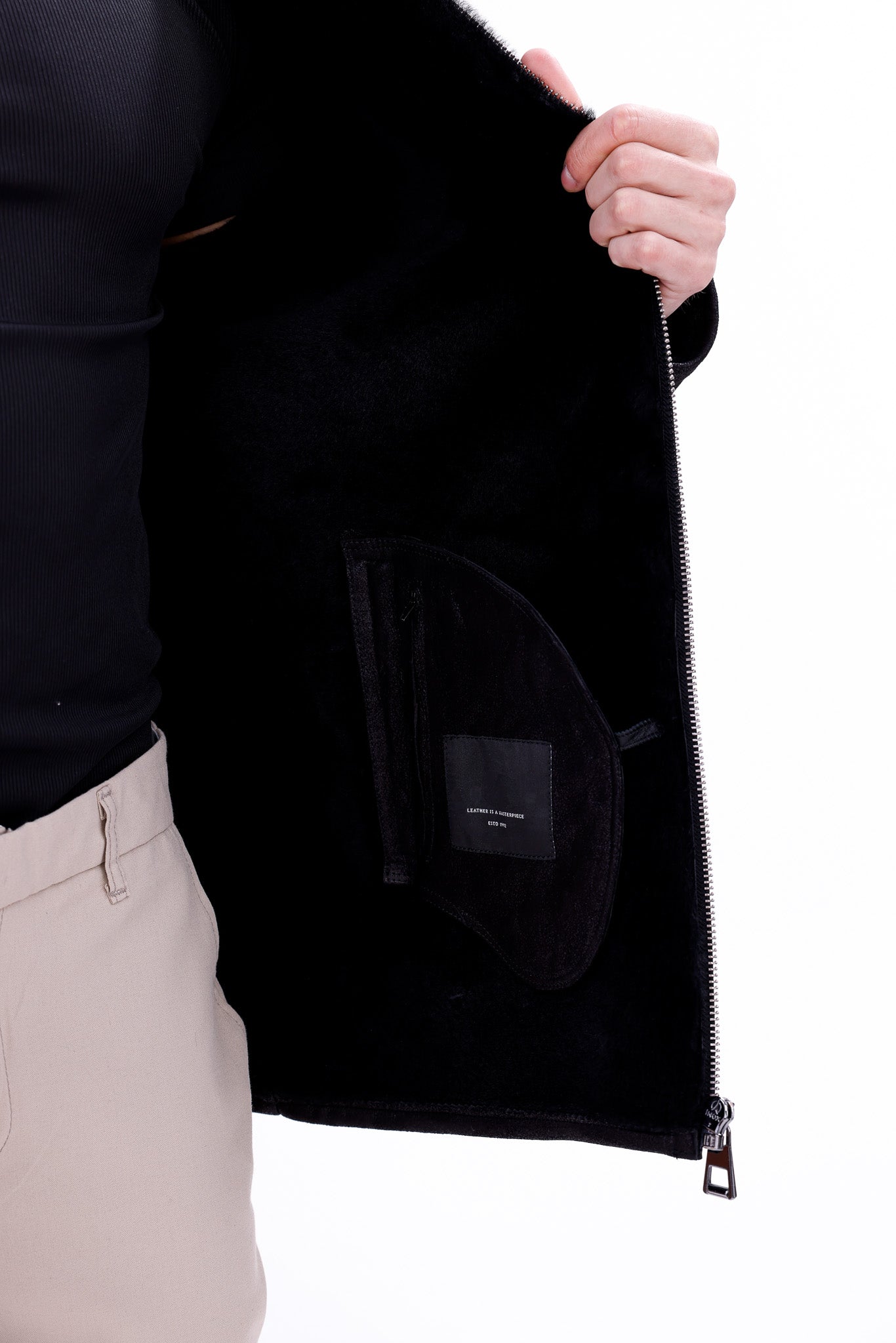 The Varese Black Shearling Jacket Exclusive Style