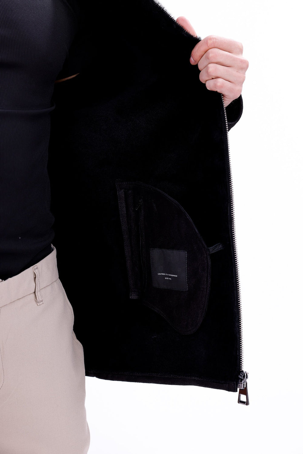The Varese Black Shearling Jacket Exclusive Style