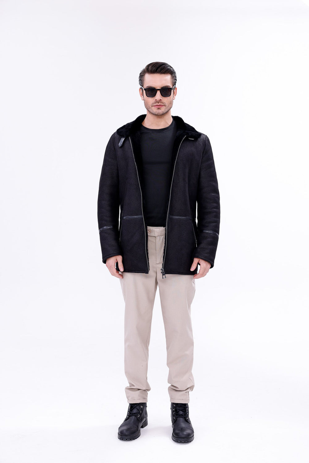 The Varese Black Shearling Jacket Exclusive Style