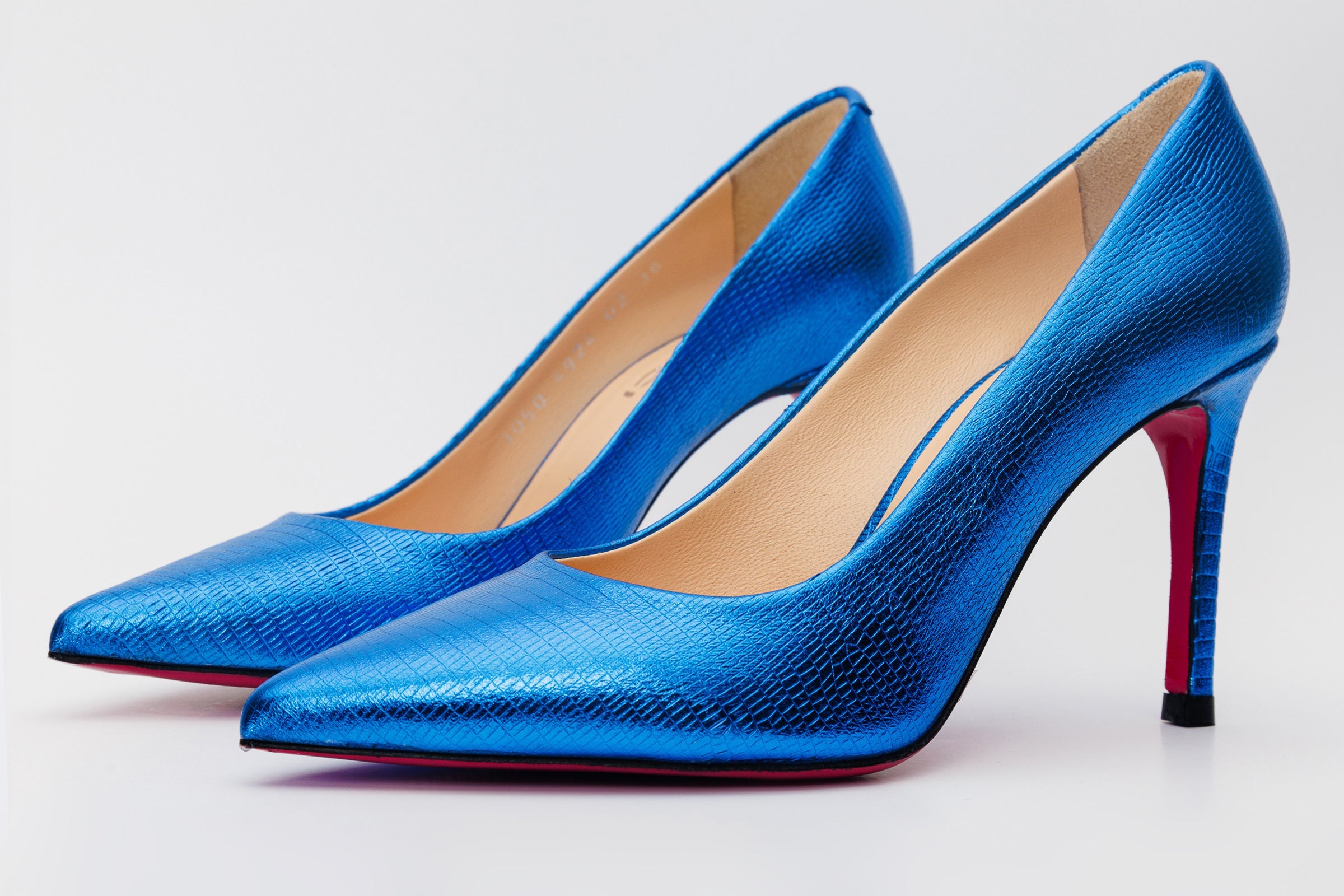 The Maple Sax Blue Leather Pump Fuchsia Sole Shoe Exclusive Style
