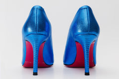 The Maple Sax Blue Leather Pump Fuchsia Sole Shoe Exclusive Style