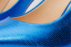 The Maple Sax Blue Leather Pump Fuchsia Sole Shoe Exclusive Style