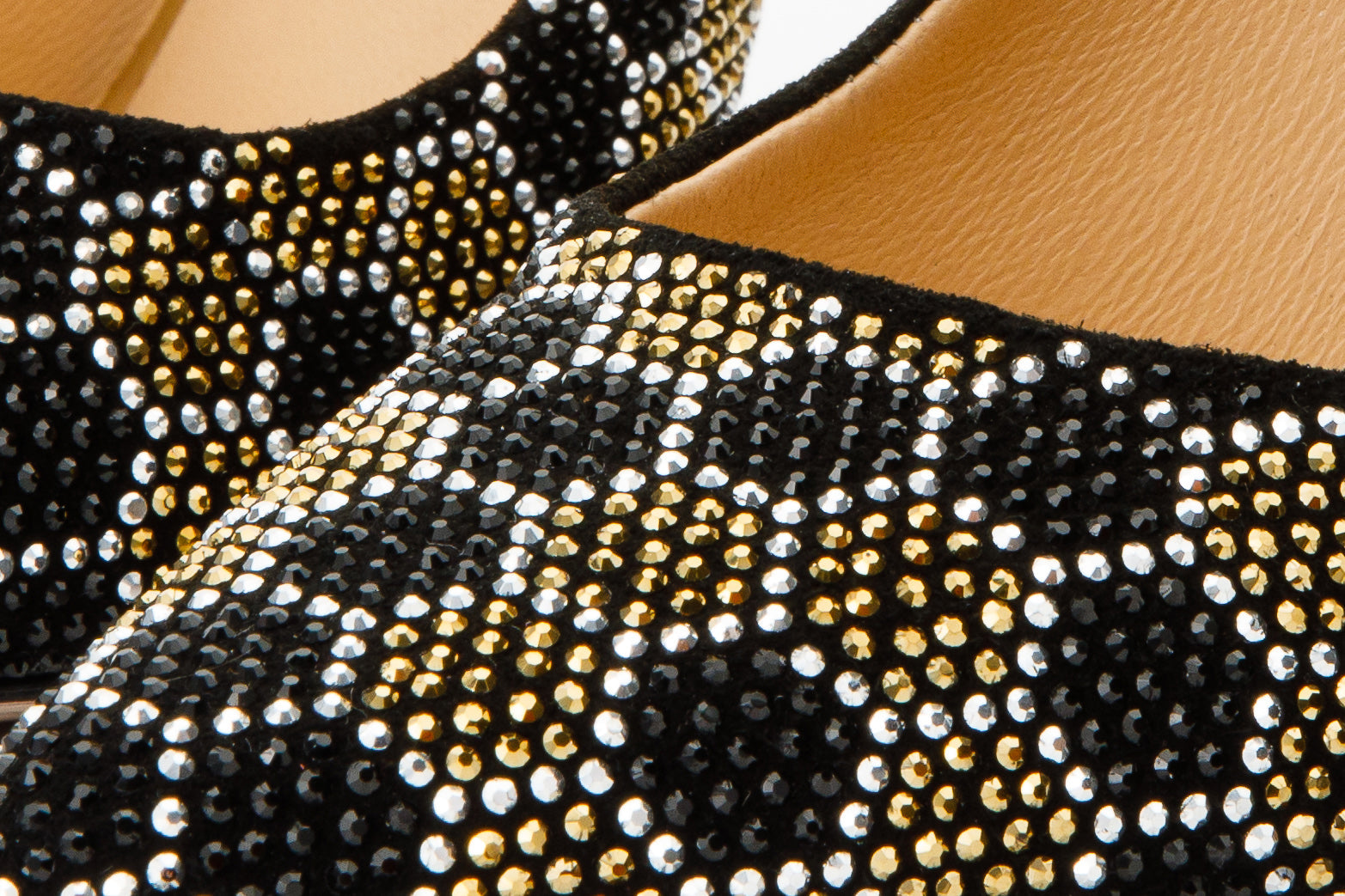 The Bolu Black Gold Glitter Leather Pump Shoe On Sale